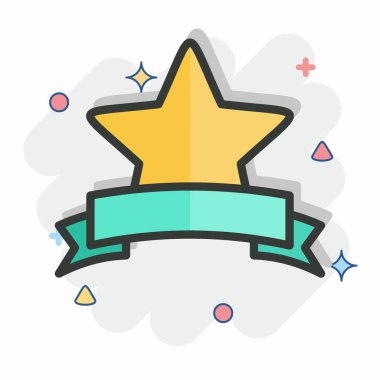 Simge Ödülü Yıldızı. Yıldızların sembolüyle ilgili. Çizgi roman tarzı. Basit dizayn edilebilir. Basit bir çizim. Basit vektör simgeleri