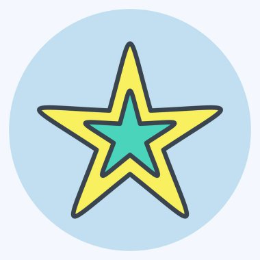 Simge Yıldızı. Yıldızların sembolüyle ilgili. renk arkadaşı stili. Basit dizayn edilebilir. Basit bir çizim. Basit vektör simgeleri