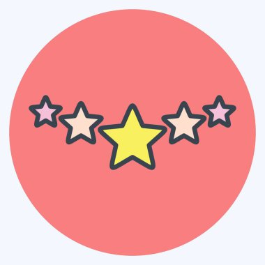 Simge Beş Yıldız Derecelendirmesi. Yıldızların sembolüyle ilgili. renk arkadaşı stili. Basit dizayn edilebilir. Basit bir çizim. Basit vektör simgeleri