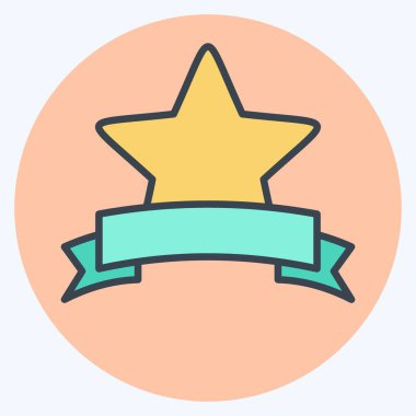 Simge Ödülü Yıldızı. Yıldızların sembolüyle ilgili. renk arkadaşı stili. Basit dizayn edilebilir. Basit bir çizim. Basit vektör simgeleri