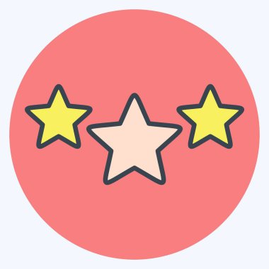 Simge 3 Yıldızları. Yıldızların sembolüyle ilgili. renk arkadaşı stili. Basit dizayn edilebilir. Basit bir çizim. Basit vektör simgeleri