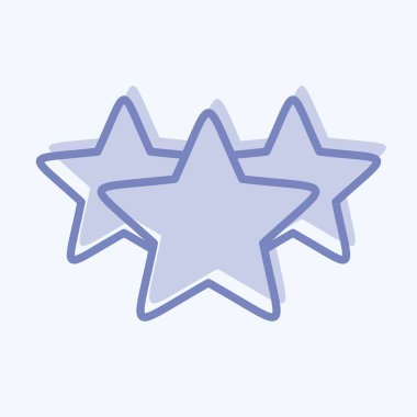 Simge Üç Yıldızlar. Yıldızların sembolüyle ilgili. İki ton stili. Basit dizayn edilebilir. Basit bir çizim. Basit vektör simgeleri