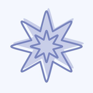 Simge Sekiz Noktalı Yıldız. Yıldızların sembolüyle ilgili. İki ton stili. Basit dizayn edilebilir. Basit bir çizim. Basit vektör simgeleri