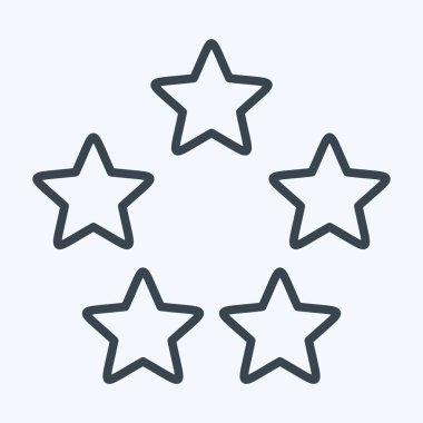 Simge Beş Yıldızları. Yıldızların sembolüyle ilgili. Sıra tarzı. Basit dizayn edilebilir. Basit bir çizim. Basit vektör simgeleri