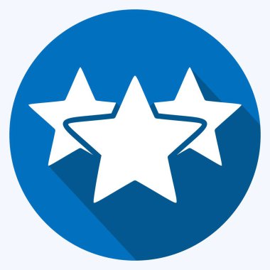 Simge Üç Yıldızlar. Yıldızların sembolüyle ilgili. Uzun gölge tarzı. Basit dizayn edilebilir. Basit bir çizim. Basit vektör simgeleri