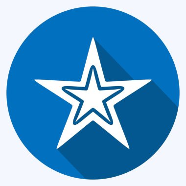 Simge Yıldızı. Yıldızların sembolüyle ilgili. Uzun gölge tarzı. Basit dizayn edilebilir. Basit bir çizim. Basit vektör simgeleri