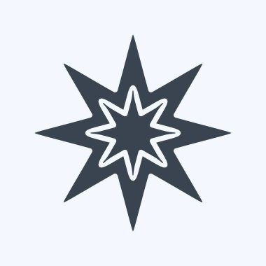 Simge Sekiz Noktalı Yıldız. Yıldızların sembolüyle ilgili. Kabartma tarzı. Basit dizayn edilebilir. Basit bir çizim. Basit vektör simgeleri