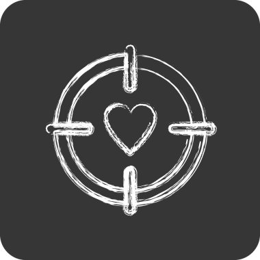 Simge Hedefi. Sevgililer Günü sembolüyle ilgili. Tebeşir stili. Basit tasarım düzenlenebilir