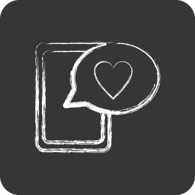 Simge Aşk mesajı. Sevgililer Günü sembolüyle ilgili. Tebeşir stili. Basit tasarım düzenlenebilir