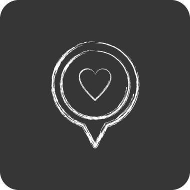 Simge konumu. Sevgililer Günü sembolüyle ilgili. Tebeşir stili. Basit tasarım düzenlenebilir