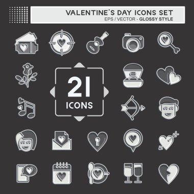 İkon Sevgililer Günü 'nü belirledi. Aşk Günü sembolüyle ilgili. Parlak stil. Basit dizayn edilebilir. Basit resimleme