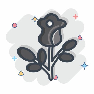 Simge Gülü. Sevgililer Günü sembolüyle ilgili. Çizgi roman tarzı. Basit dizayn edilebilir. Basit resimleme