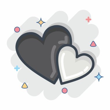 Simge aşkı. Sevgililer Günü sembolüyle ilgili. Çizgi roman tarzı. Basit dizayn edilebilir. Basit resimleme