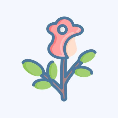 Simge Gülü. Sevgililer Günü sembolüyle ilgili. Karalama stili. Basit dizayn edilebilir. Basit resimleme