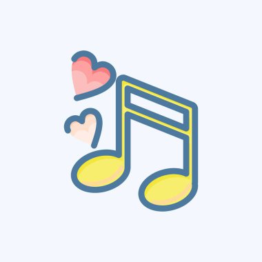 İkon Aşk Şarkısı. Sevgililer Günü sembolüyle ilgili. Karalama stili. Basit dizayn edilebilir. Basit resimleme