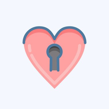 Simge Kilidi Kalbi. Sevgililer Günü sembolüyle ilgili. Karalama stili. Basit dizayn edilebilir. Basit resimleme