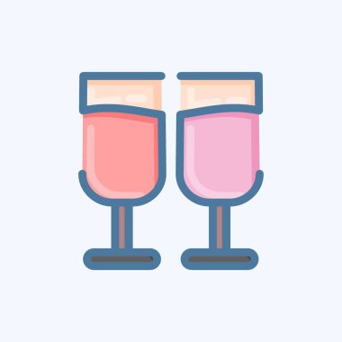 Icon Chin-chin. Sevgililer Günü sembolüyle ilgili. Karalama stili. Basit dizayn edilebilir. Basit resimleme