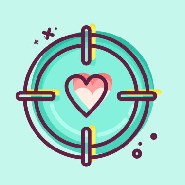 Simge Hedefi. Sevgililer Günü sembolüyle ilgili. MBE tarzı. Basit dizayn edilebilir. Basit resimleme