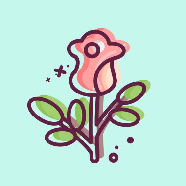 Simge Gülü. Sevgililer Günü sembolüyle ilgili. MBE tarzı. Basit dizayn edilebilir. Basit resimleme