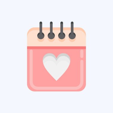 Simge Takvimi. Sevgililer Günü sembolüyle ilgili. Düz stil. Basit dizayn edilebilir. Basit resimleme