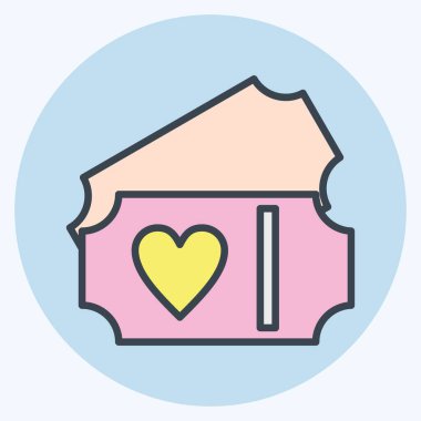 Simge Biletleri. Sevgililer Günü sembolüyle ilgili. renk arkadaşı stili. Basit dizayn edilebilir. Basit resimleme