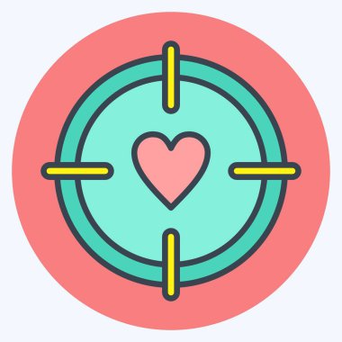 Simge Hedefi. Sevgililer Günü sembolüyle ilgili. renk arkadaşı stili. Basit dizayn edilebilir. Basit resimleme