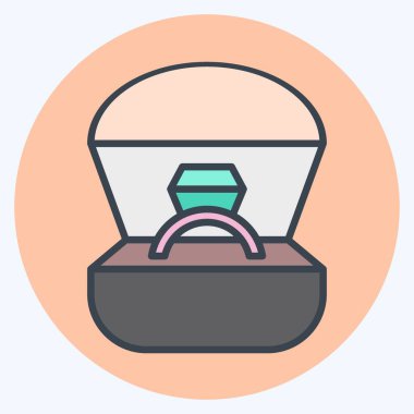 Simge halkası. Sevgililer Günü sembolüyle ilgili. renk arkadaşı stili. Basit dizayn edilebilir. Basit resimleme