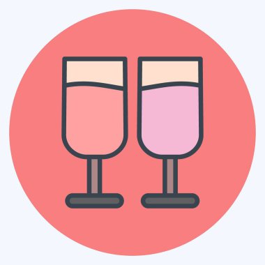 Icon Chin-chin. Sevgililer Günü sembolüyle ilgili. renk arkadaşı stili. Basit dizayn edilebilir. Basit resimleme