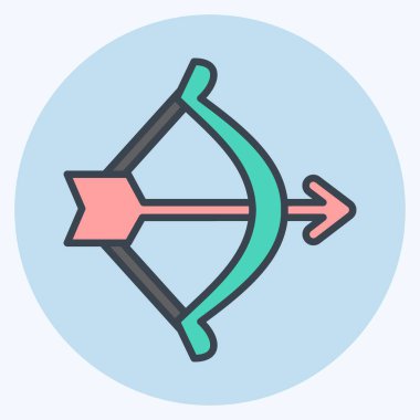 Simge yayı ve ok. Sevgililer Günü sembolüyle ilgili. renk arkadaşı stili. Basit dizayn edilebilir. Basit resimleme