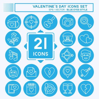 İkon Sevgililer Günü 'nü belirledi. Aşk Günü sembolüyle ilgili. Mavi gözlü. Basit dizayn edilebilir. Basit resimleme