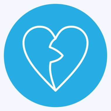 Kırık Kalp Simgesi. Sevgililer Günü sembolüyle ilgili. Mavi gözlü. Basit dizayn edilebilir. Basit resimleme