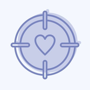 Simge Hedefi. Sevgililer Günü sembolüyle ilgili. İki ton stili. Basit dizayn edilebilir. Basit resimleme