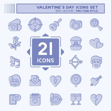 İkon Sevgililer Günü 'nü belirledi. Aşk Günü sembolüyle ilgili. İki ton stili. Basit dizayn edilebilir. Basit resimleme