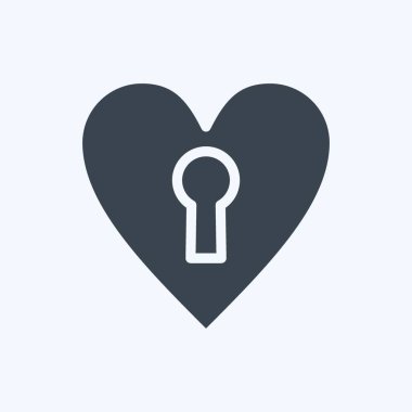 Simge Kilidi Kalbi. Sevgililer Günü sembolüyle ilgili. Kabartma tarzı. Basit dizayn edilebilir. Basit resimleme