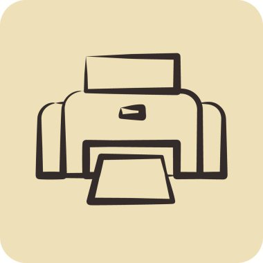 Simge Fotoğrafı Yazıcısı. Fotoğrafçılık sembolüyle ilgili. El çizimi tarzı. Basit dizayn edilebilir. Basit resimleme