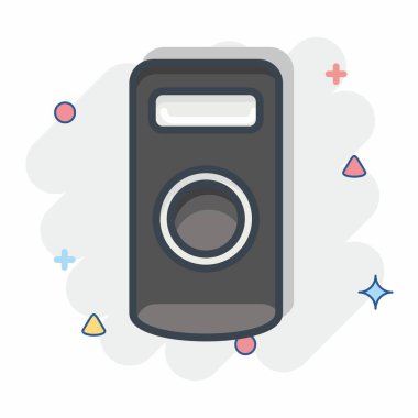 Simge Kamera Uzaktan Kontrolü. Fotoğrafçılık sembolüyle ilgili. Çizgi roman tarzı. Basit dizayn edilebilir. Basit resimleme