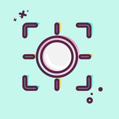 Simge yakınlaştırması. Fotoğrafçılık sembolüyle ilgili. MBE tarzı. Basit dizayn edilebilir. Basit resimleme