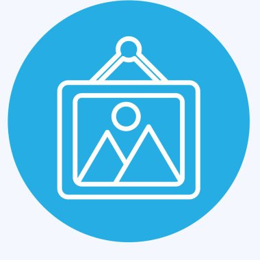 Simge Fotoğraf Çerçevesi. Fotoğrafçılık sembolüyle ilgili. Mavi gözlü. Basit dizayn edilebilir. Basit resimleme