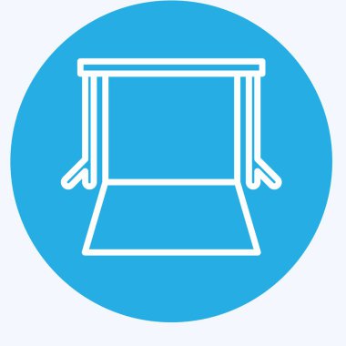 Simge Arkaplan Desteği. Fotoğrafçılık sembolüyle ilgili. Mavi gözlü. Basit dizayn edilebilir. Basit resimleme