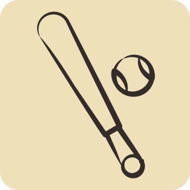 Simge Yarasa. Spor Malzemeleri sembolüyle ilgili. El çizimi tarzı. Basit dizayn edilebilir. Basit resimleme