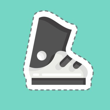 Çıkartma çizgisi kayak botlarını kesti. Spor Malzemeleri sembolüyle ilgili. Basit dizayn edilebilir. Basit resimleme