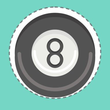 Çıkartma çizgisi Eght Ball 'u kesti. Spor Malzemeleri sembolüyle ilgili. Basit dizayn edilebilir. Basit resimleme