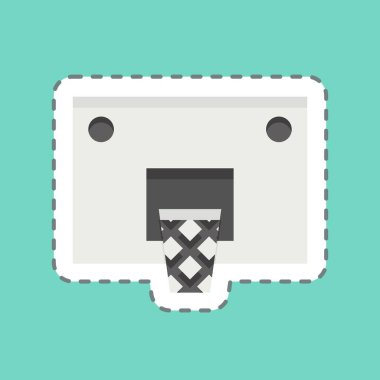 Çıkartma çizgisi Sepet 'i kesti. Spor Malzemeleri sembolüyle ilgili. Basit dizayn edilebilir. Basit resimleme