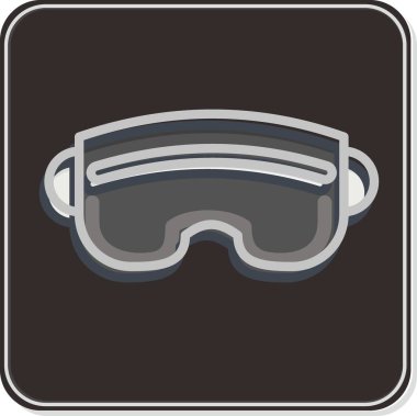 Simge Kayak Gözlüğü. Spor Malzemeleri sembolüyle ilgili. Parlak bir stil. Basit dizayn edilebilir. Basit resimleme