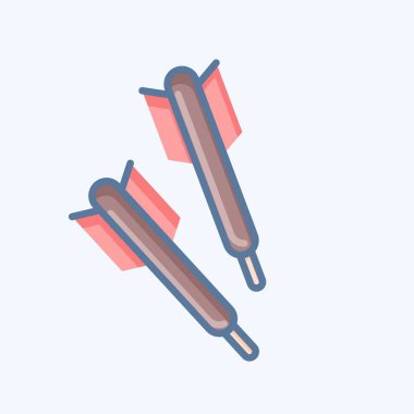 Simge dartları. Spor Malzemeleri sembolüyle ilgili. Karalama stili. Basit dizayn edilebilir. Basit resimleme