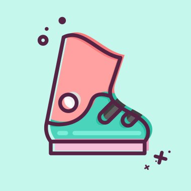 Icon Kayak Botları. Spor Malzemeleri sembolüyle ilgili. MBE tarzı. Basit dizayn edilebilir. Basit resimleme