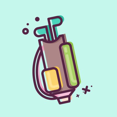 Simge Golf Çantası. Spor Malzemeleri sembolüyle ilgili. MBE tarzı. Basit dizayn edilebilir. Basit resimleme