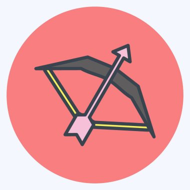 Simge yayı. Spor Malzemeleri sembolüyle ilgili. renk arkadaşı stili. Basit dizayn edilebilir. Basit resimleme