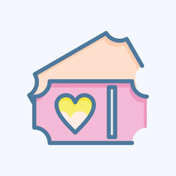 Icon Tickets Related Valentine Day Symbol Doodle Style Simple Design — Archivo Imágenes Vectoriales