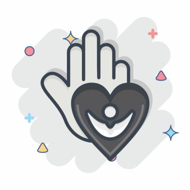 İnsanları önemseyen ikon. Psikolojik sembolle ilgili. Çizgi roman tarzı. Basit bir çizim. duygular, empati, yardım